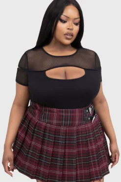 Bat Girl Skirt [BURGUNDY TARTAN]
