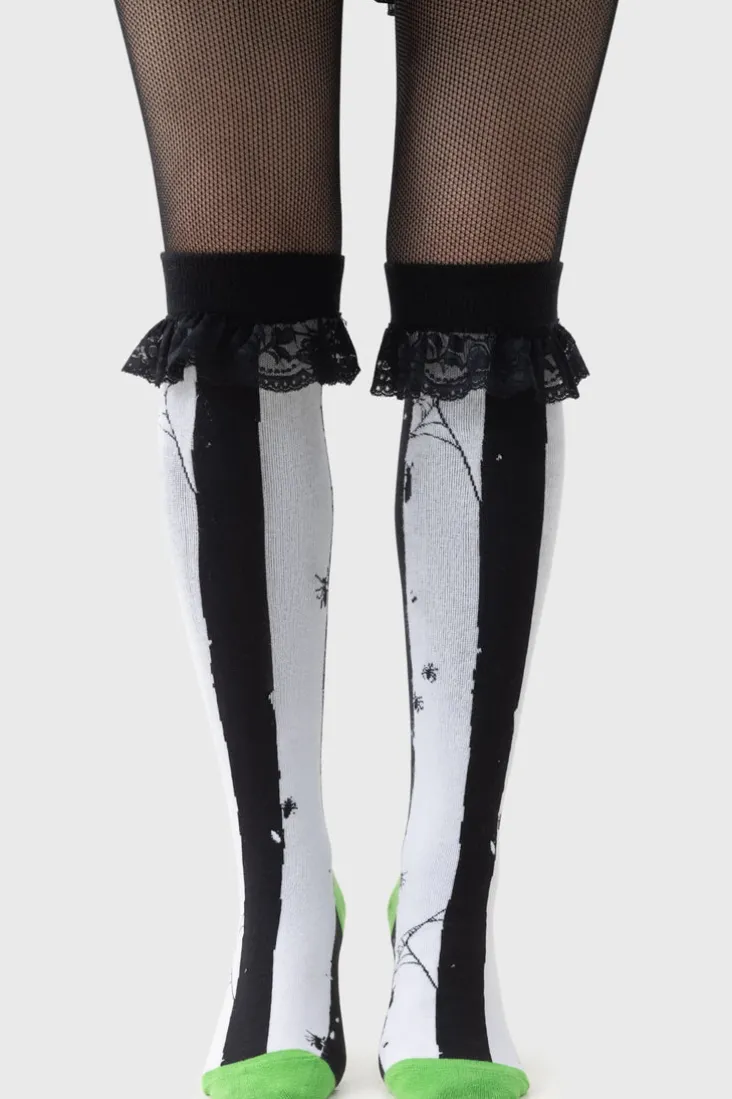 Distressed Stripe Knee High Socks