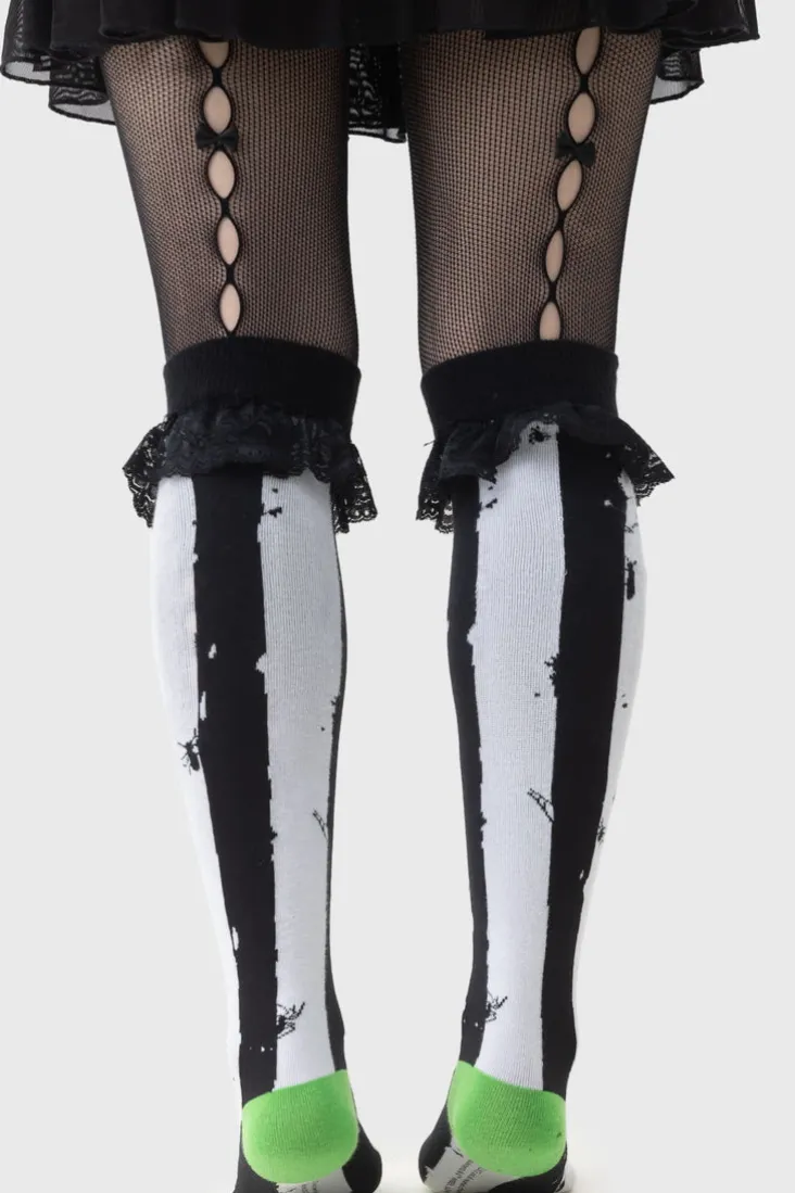 Distressed Stripe Knee High Socks