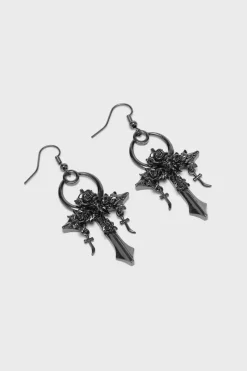 Mourning Ankh Earrings