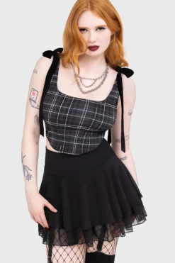 Tartan Flora Corset Top [GREY]