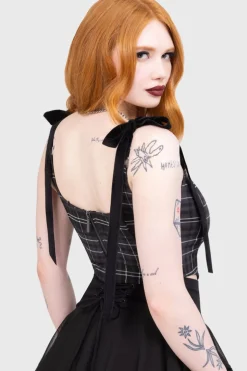 Tartan Flora Corset Top [GREY]
