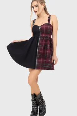 Tartan Marie Zip Dress [BURGUNDY]