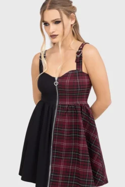 Tartan Marie Zip Dress [BURGUNDY]