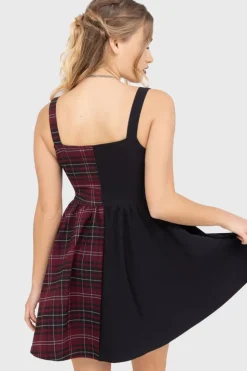 Tartan Marie Zip Dress [BURGUNDY]