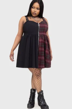 Tartan Marie Zip Dress [BURGUNDY]